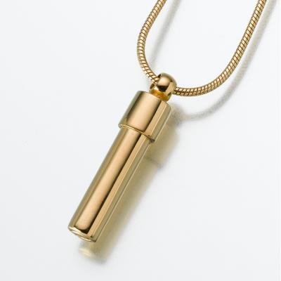 gold vermeil double chamber cylinder cremation pendant necklace
